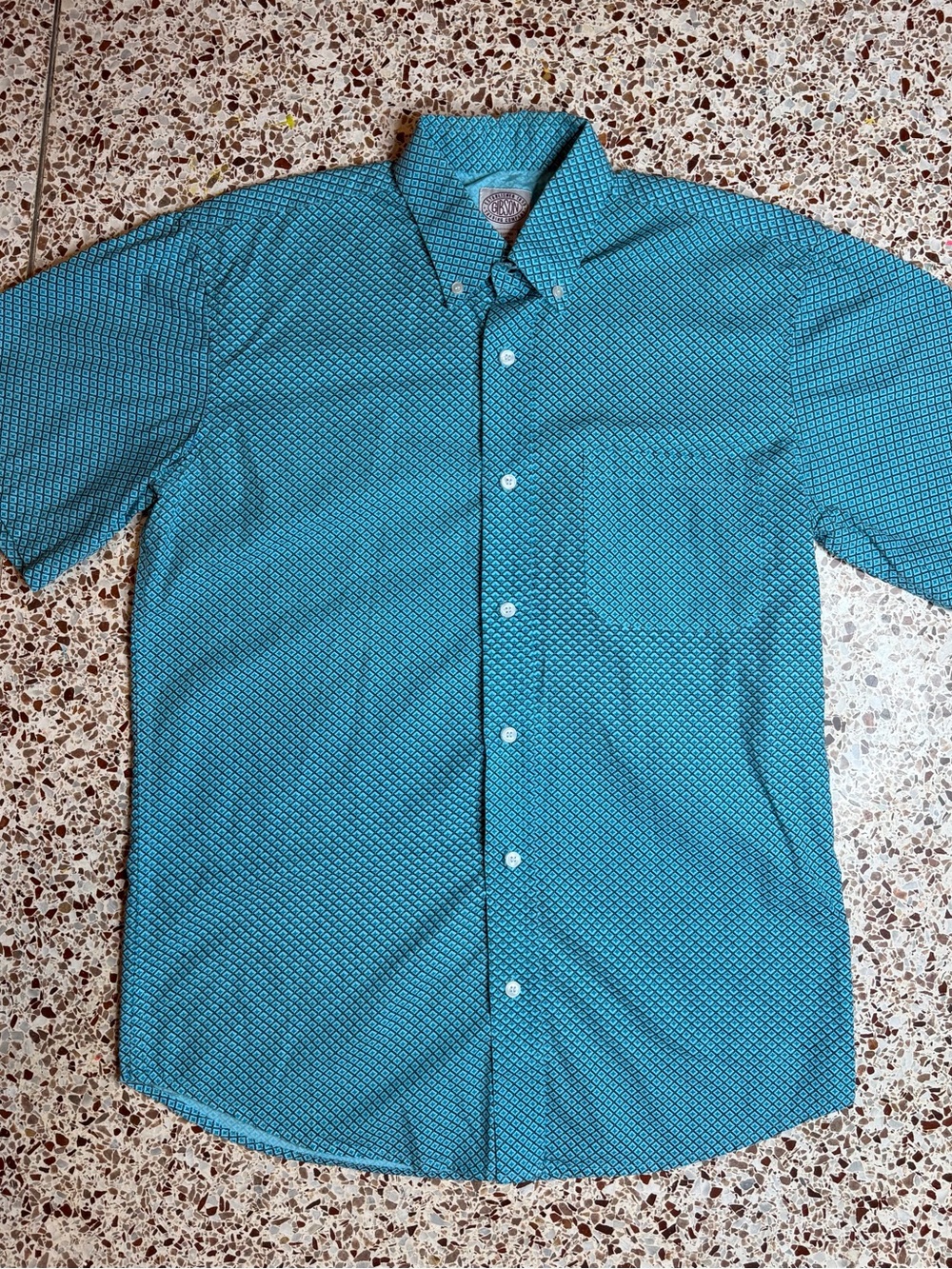 Gibson Trading Company Blue Geometric Cotton Short Sleeve Shirt Size M